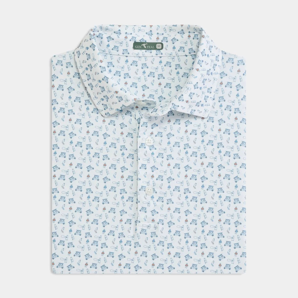 BOYS INTENSE INDIGO PRINTED PERF POLO