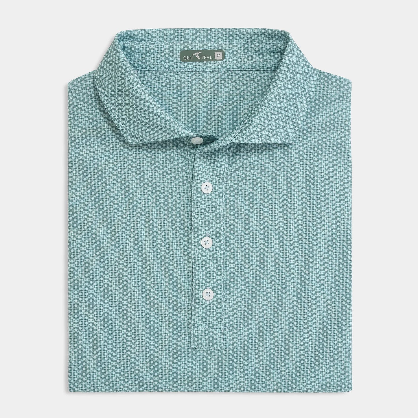 PORTVIEW PRINTED PERF POLO SEA MIST