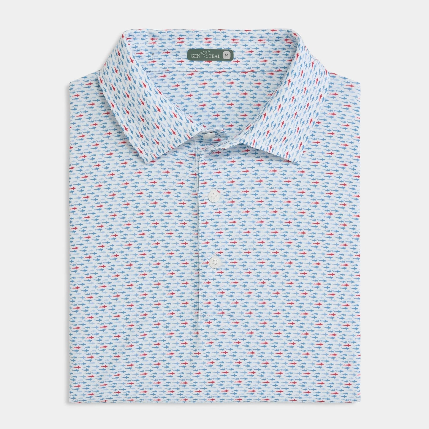 BOYS FIN FRENZY PRINTED PERF POLO