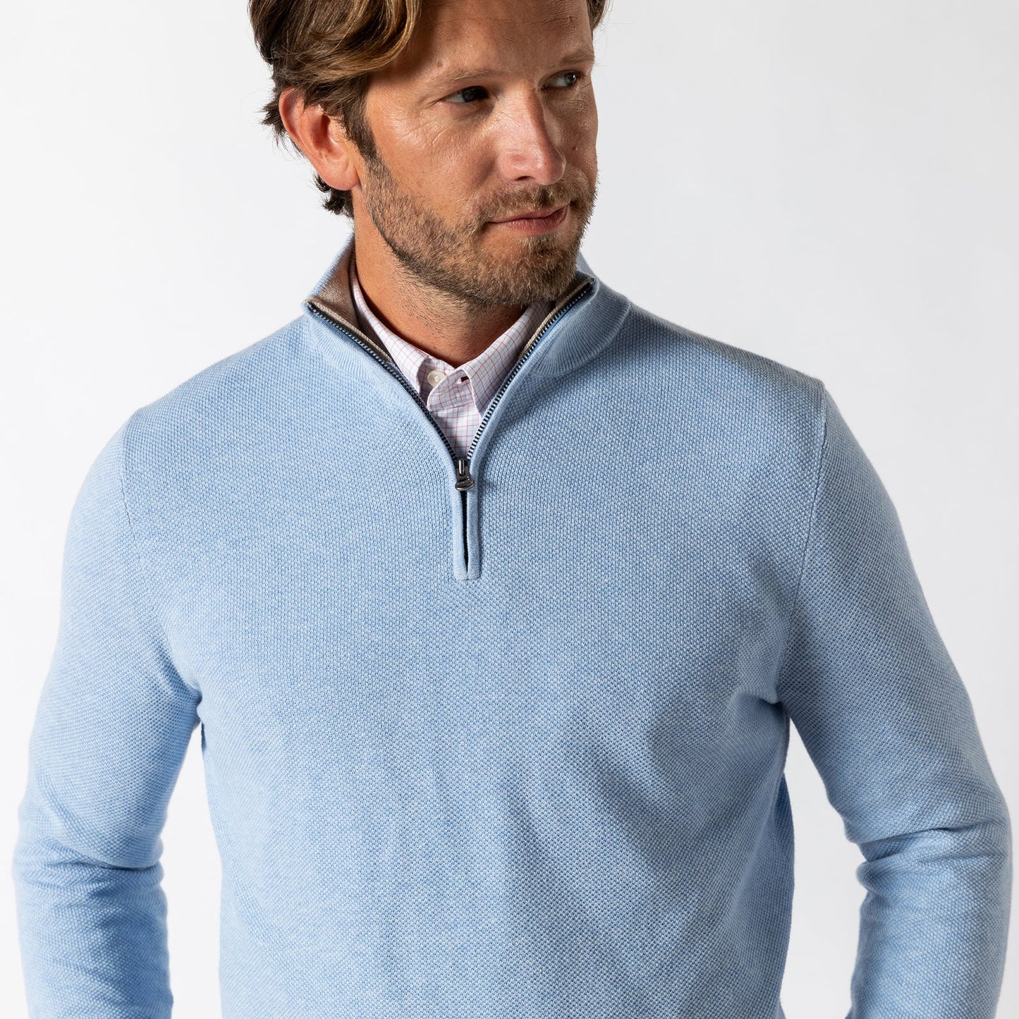 COLTON PIQUE QTR ZIP SWEATER