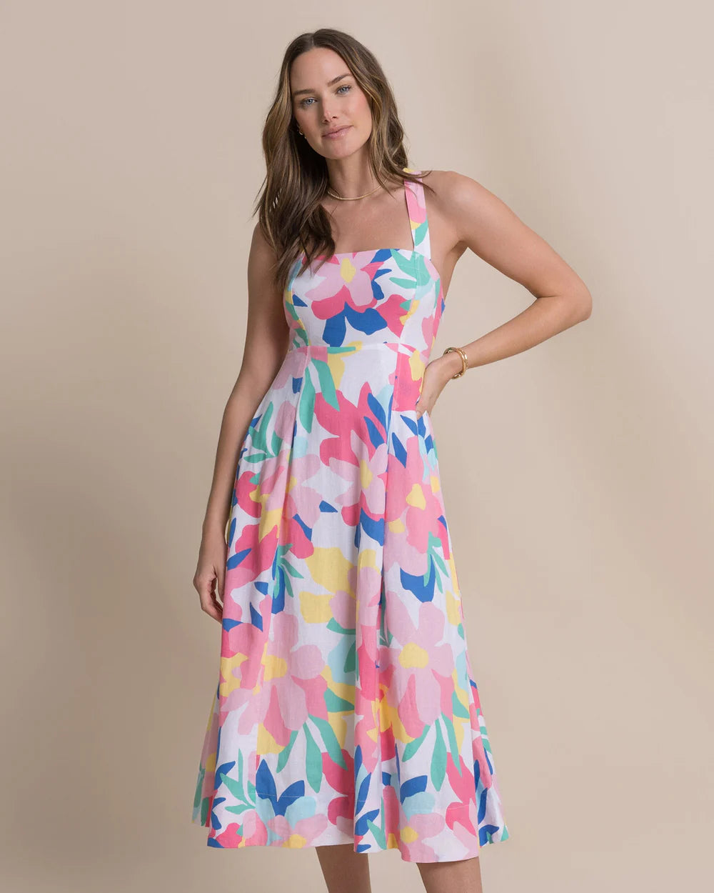 CINZIA PRINTED CROSS STRAP DRESS