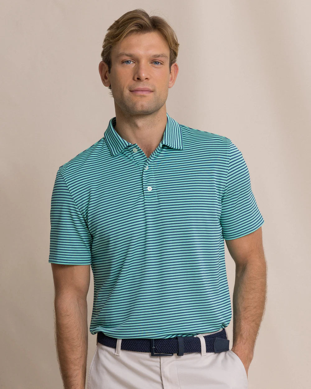 COASTAL BREEZE OCEANFRONT STRIPE PIQUE POLO