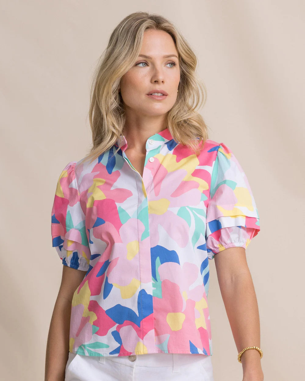 PAYGE FLORAL PRINT POPLIN TOP