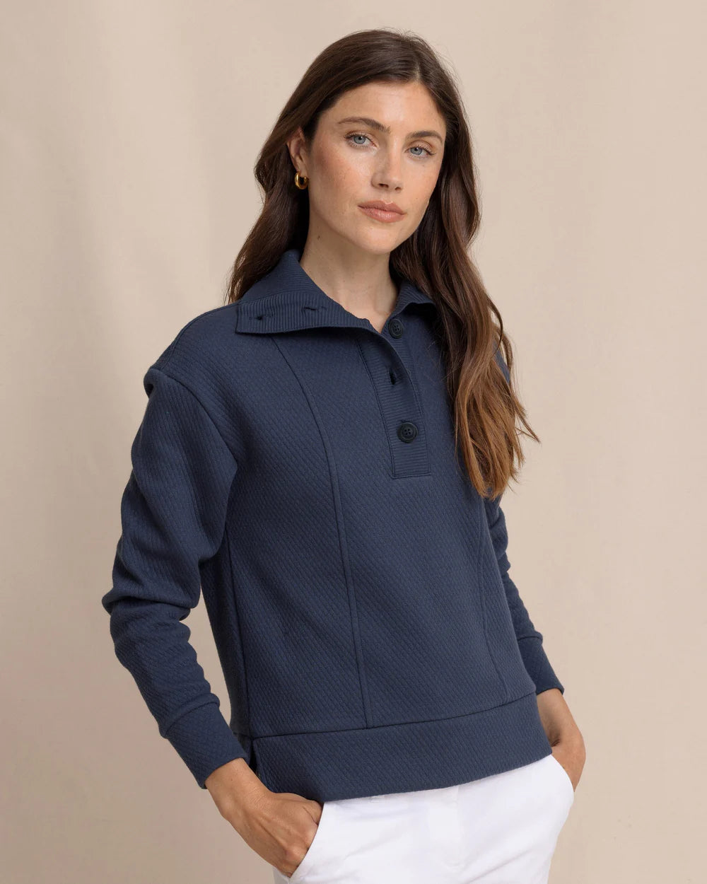 TONYA BUTTON MOCK PULLOVER